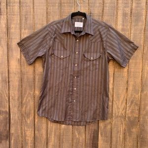 Men’s Brown Snap Button Short Sleeve Shirt